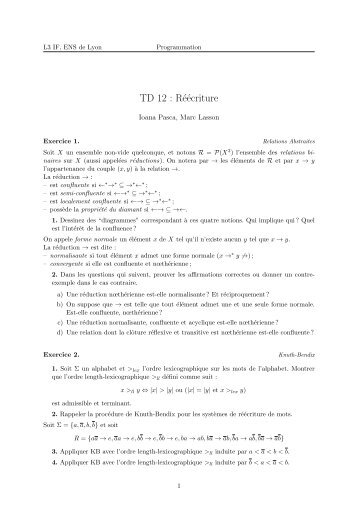 TD 12 : Réécriture