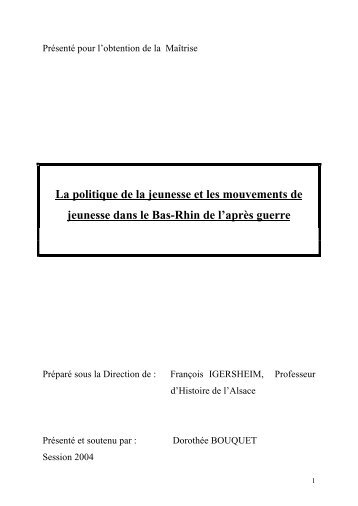 La politique de la jeunesse et les mouvements de jeunesse dans le ...