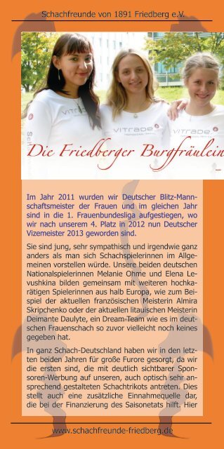 Vereinsbroschüre Schachfreunde von 1891 Friedberg