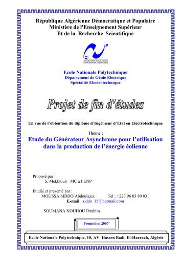 Etude du Générateur Asynchrone pour l'utilisation dans la ... - RIAED