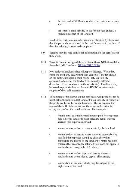 The Non-resident Landlords Scheme - HM Revenue & Customs