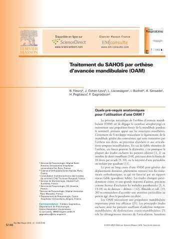 Traitement du SAHOS par orthèse d'avancée mandibulaire (OAM)