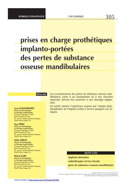 PDF (1.519 MB) - Actualités Odonto-Stomatologiques