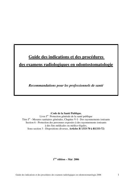 Guide des indications et des procédures des examens ...