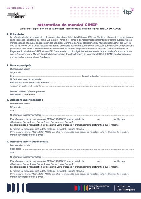 Attestation de Mandat-v1.indd - MediaExchange