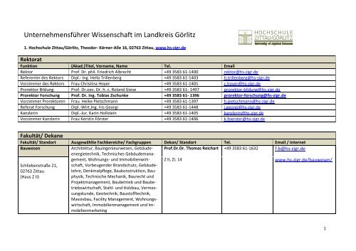 Unternehmensführer Wissenschaft im Landkreis Görlitz - Zittau