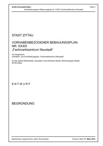 Begründung vom 11.03.2013 - Zittau