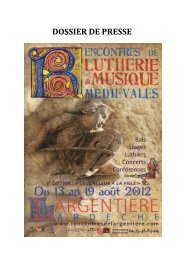 dossier de presse - Rencontres de lutherie et musique médiévales