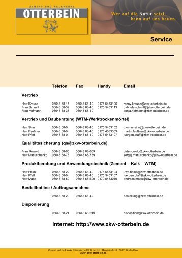 Technisches Merkblatt - Zement- u. Kalkwerke Otterbein GmbH & Co ...