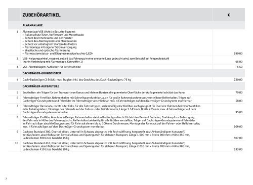 Preisliste Prius+ Zubehör 