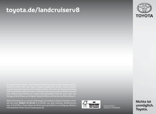 Preisliste Land Cruiser V8 Zubehör