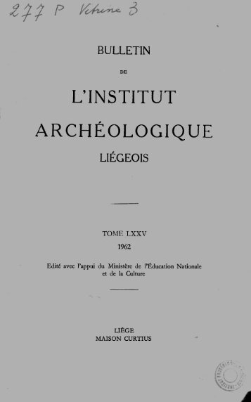 L'INSTITUT ARCHÉOLOGIQUE - Ialg.be