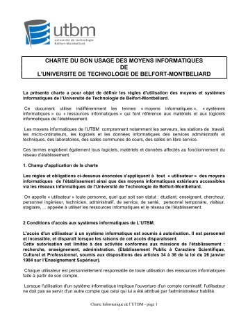 Charte informatique - Utbm