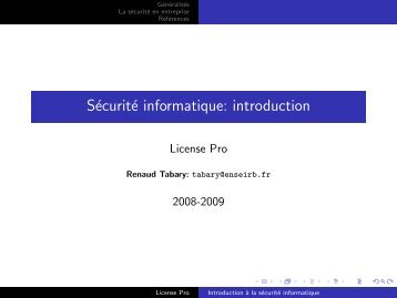 Sécurité informatique: introduction - LaBRI