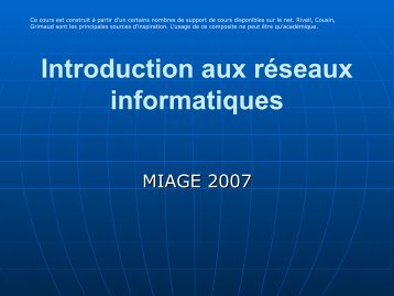 Chapitre 1 : Introduction aux réseaux informatiques - FIL