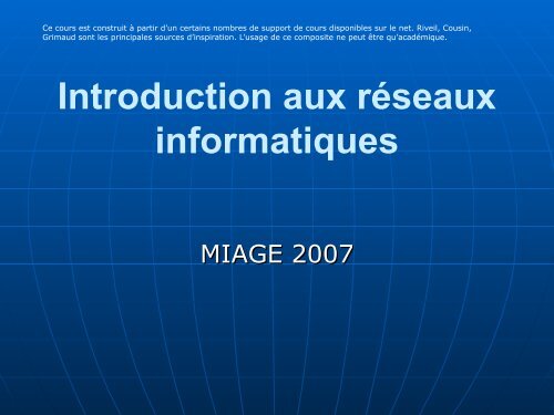 Chapitre 1 : Introduction aux réseaux informatiques - FIL