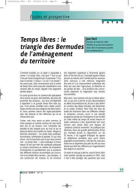 Temps libres : le triangle des Bermudes de l'aménagement ... - Datar