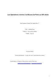 Les Opérations à terme à la Bourse de Paris au XIX siècle