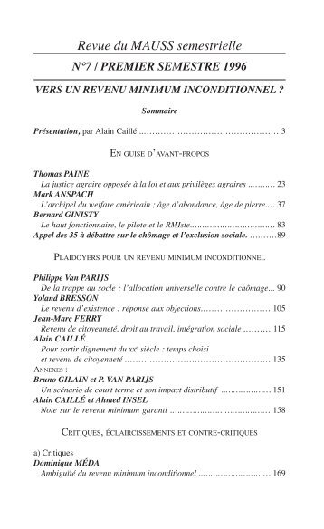 Télécharger le fichier PDF - Revue du MAUSS