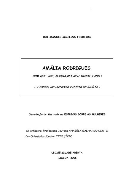 amália rodrigues - Universidade Aberta