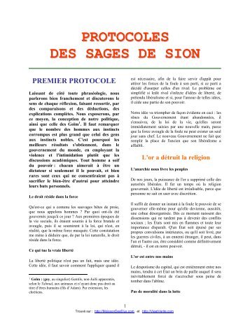 Protocoles des Sages de Sion - Moisson des Élus