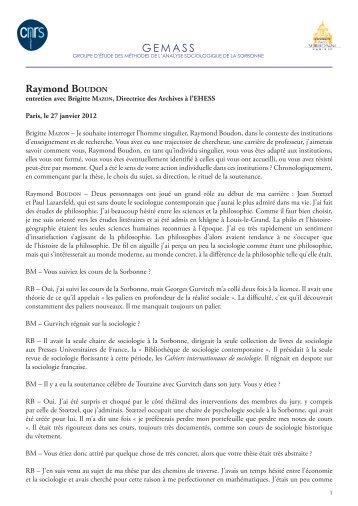 GEMASS Raymond Boudon - Groupe d'Étude des Méthodes de l ...