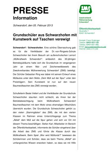 Grundschule Schwarzhofen_Kunst - Zweckverband Müllverwertung