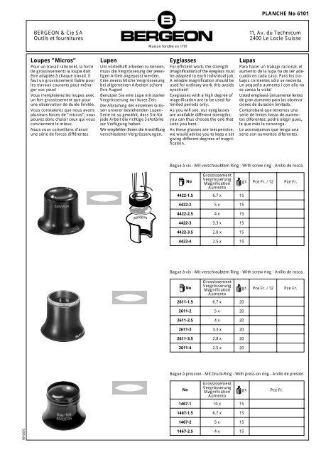 Loupe De Contrôle 15x Bergeon - Outil De Précision Pour Horlogers Et Bijoutiers