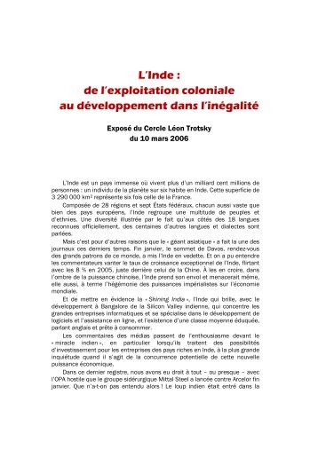 L'Inde : de l'exploitation coloniale au ... - Lutte Ouvrière