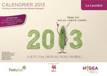 Calendrier de collecte 2013 – La Louvière - Hygea