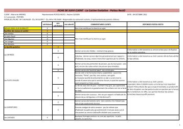 FICHE DE SUIVI CLIENT - La Cuisine Evolutive - Poitou RestO