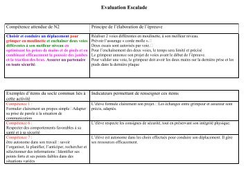 Evaluation Escalade pour le brevet