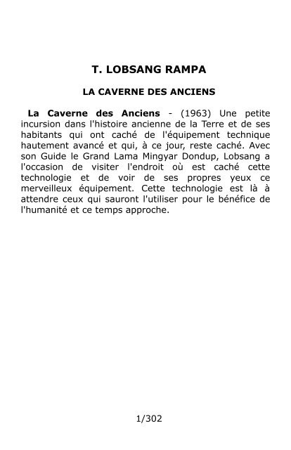 La caverne des anciens