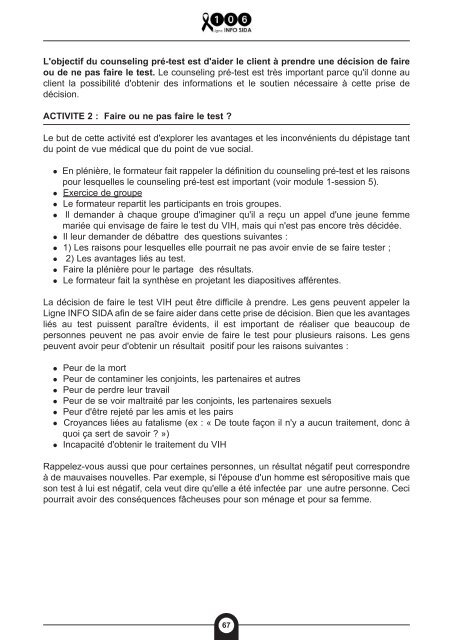 module 1 : informations sur le ViH/sida