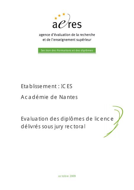 Evaluation des diplômes de licence délivrés sous jury ... - Aeres