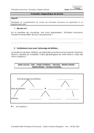 Evaluation diagnostique de lecture