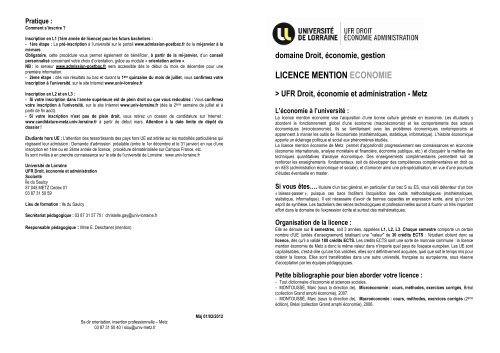 licence economie metz