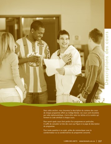 Descriptions des cours - Collège Boréal