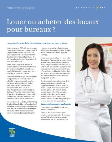 Louer ou acheter des locaux pour bureaux ? - RBC Banque Royale