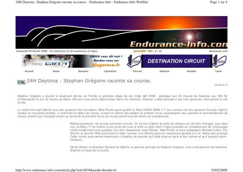 24H Daytona : Stephan Grégoire raconte sa ... - stephan gregoire