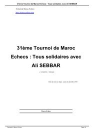 31ème Tournoi de Maroc Echecs : Tous solidaires avec Ali SEBBAR