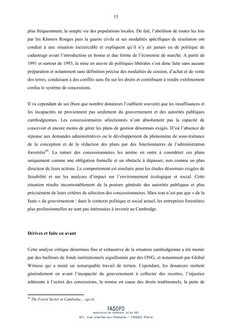 Cambodge : quel modèle concessionnaire ? - fasopo