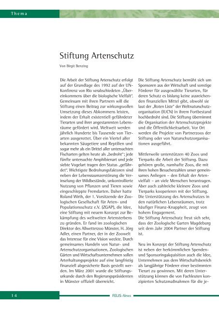 Felis News - Ausgabe 2006 - Zoo Magdeburg