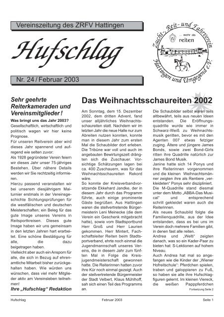 Das Weihnachtsschaureiten 2002 - Zucht-, Reit