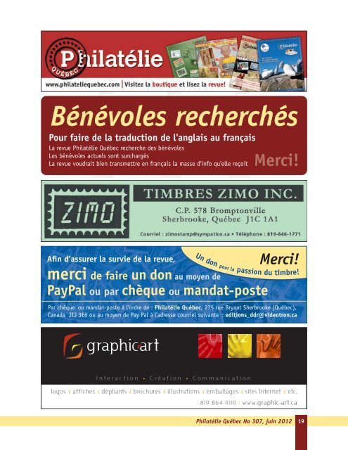 N° 307, juin 2012 - Philatélie Québec