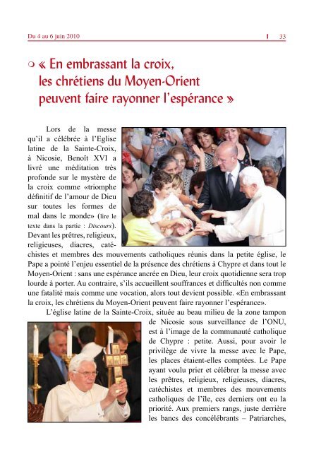 Le pape Benoît XVI à Chypre Le pape Benoît XVI à Chypre