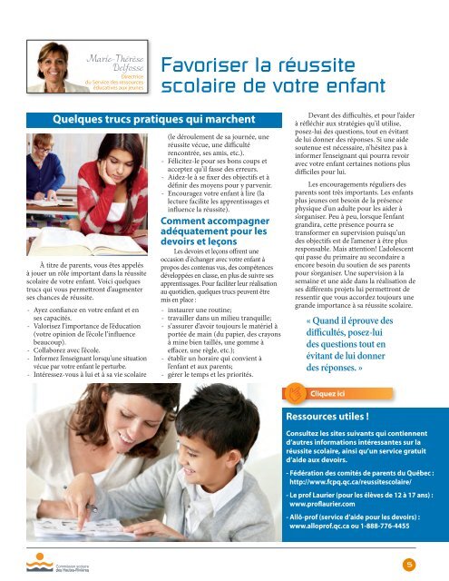 Numéro 6 - Septembre 2011 - Commission scolaire des Hautes ...