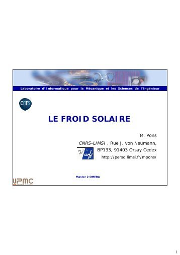 Le froid solaire Part 1 - Master 2 en Mécanique des fluides et ...