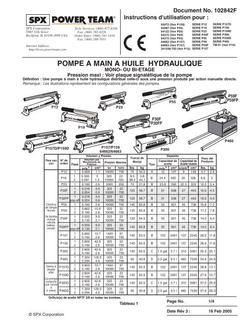 POMPE A MAIN A HUILE HYDRAULIQUE - Power Team