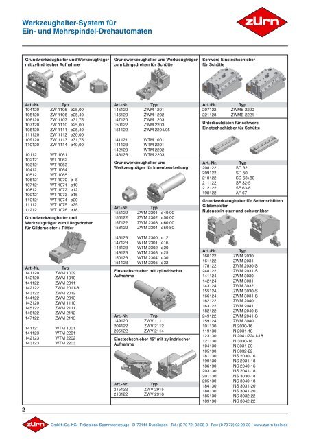Mehrspindel Katalog Nr.149 Multi-spindle ... - Zuern-tools.de